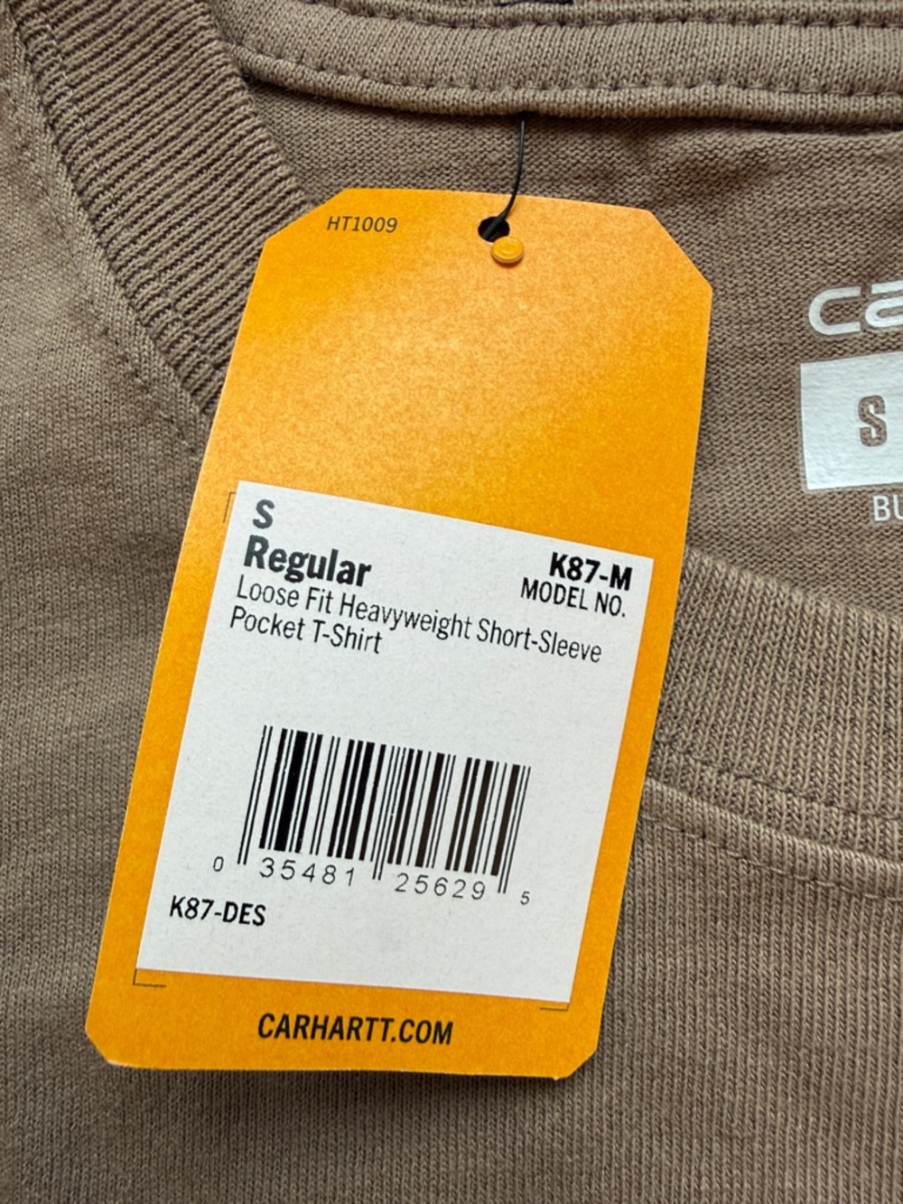 NWT - Carhartt Loose Fit Short-Sleeve Pocket T-Shirt, Desert, Small - Picture 3 of 4